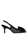 Carvela Lavish Velvet Bow Embellished Mesh Pointed Slingback Courts, Black