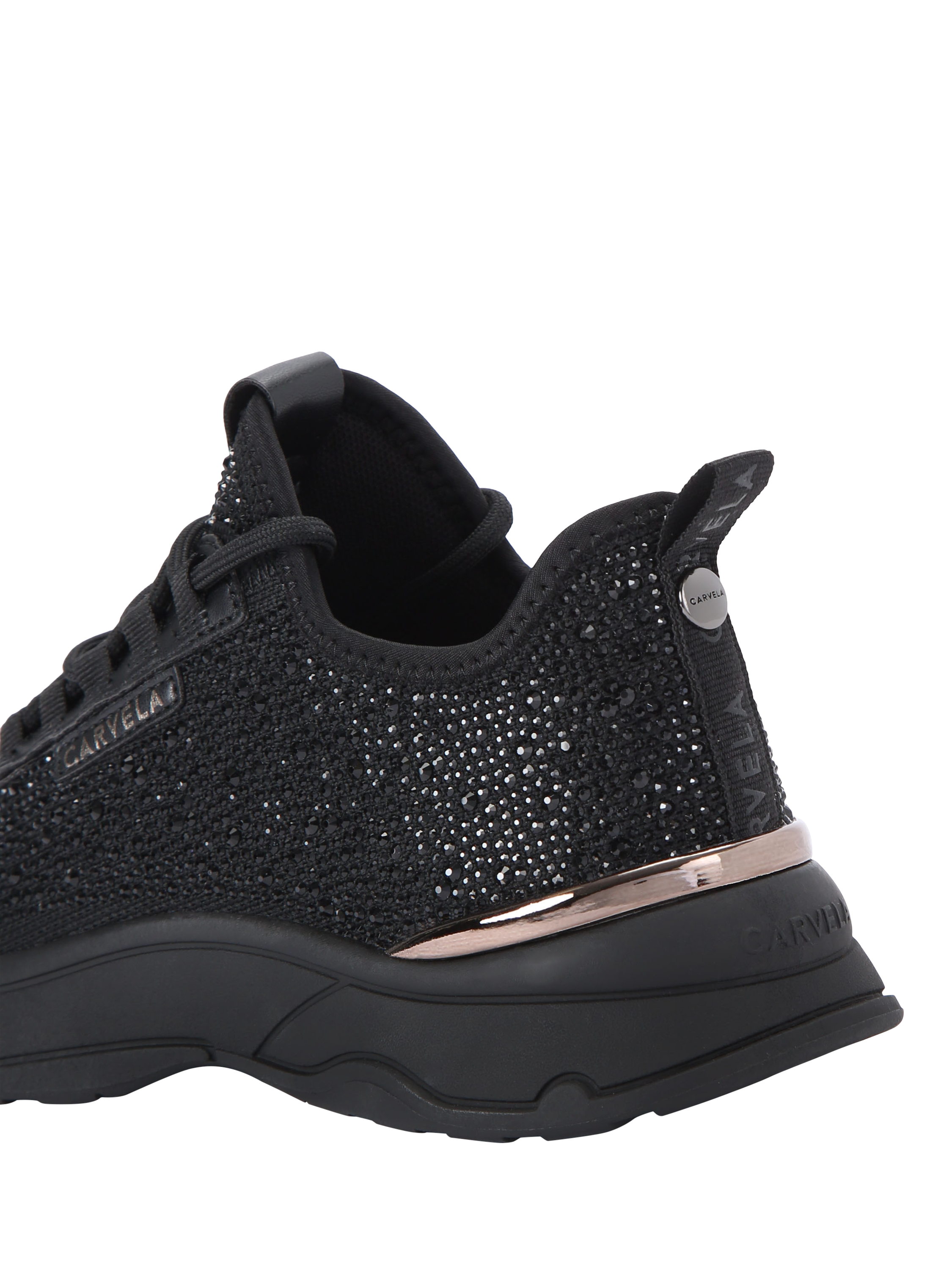 Product image 4 of 5, which shows Carvela Swift Jewel Runner Trainers, Black, 3