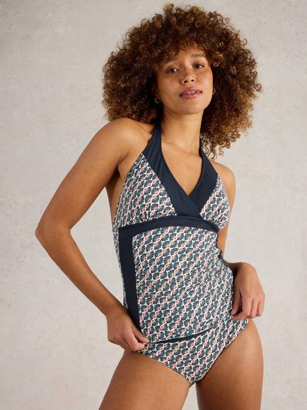 White Stuff Sunshine Reversible Tankini Top, Turquoise/Multi, Turquoise/Multi