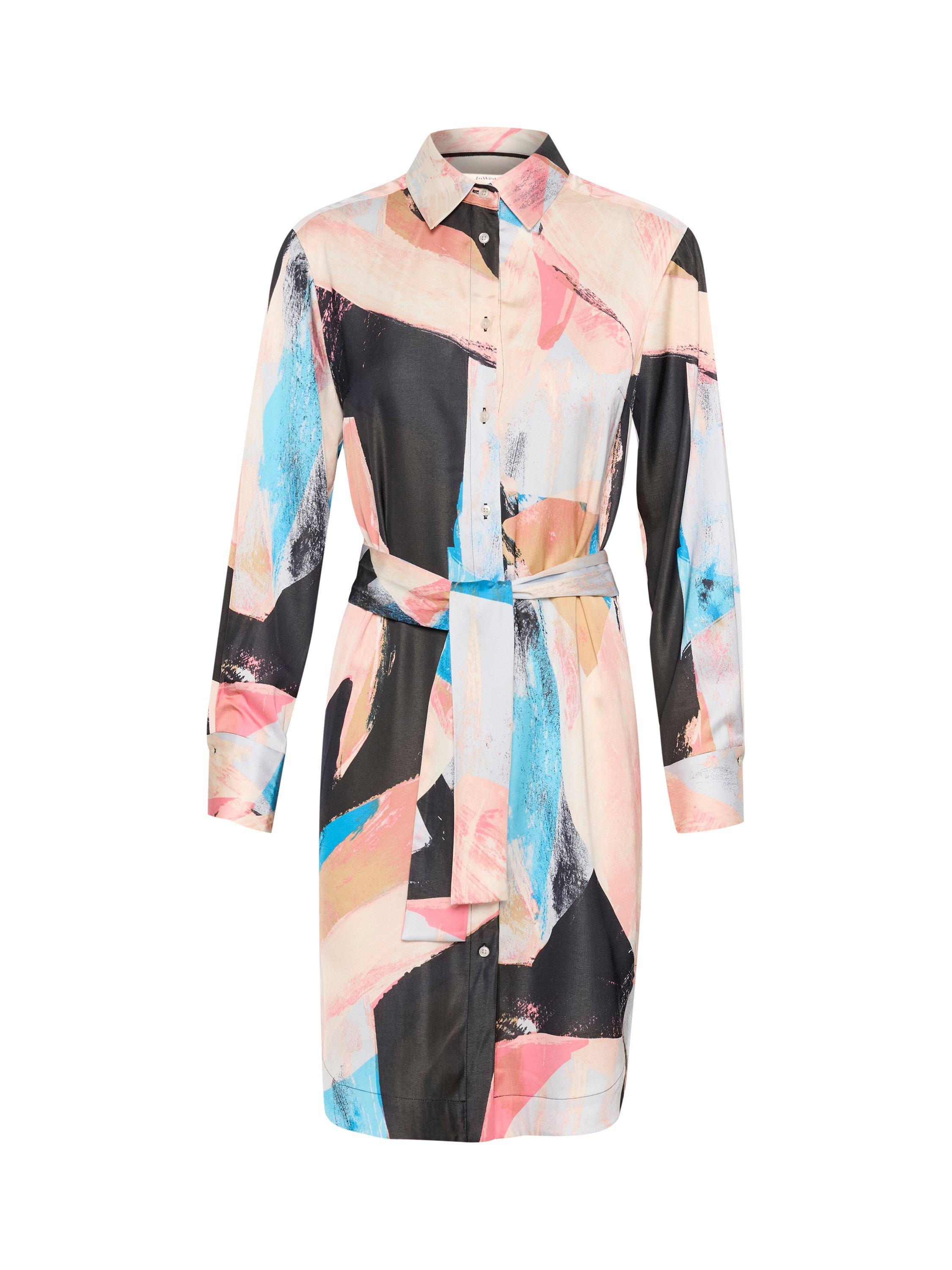 Product image 1 of 2, which shows InWear Valerie Geometric Belted Shirt Dress, Pink/Multi, 12