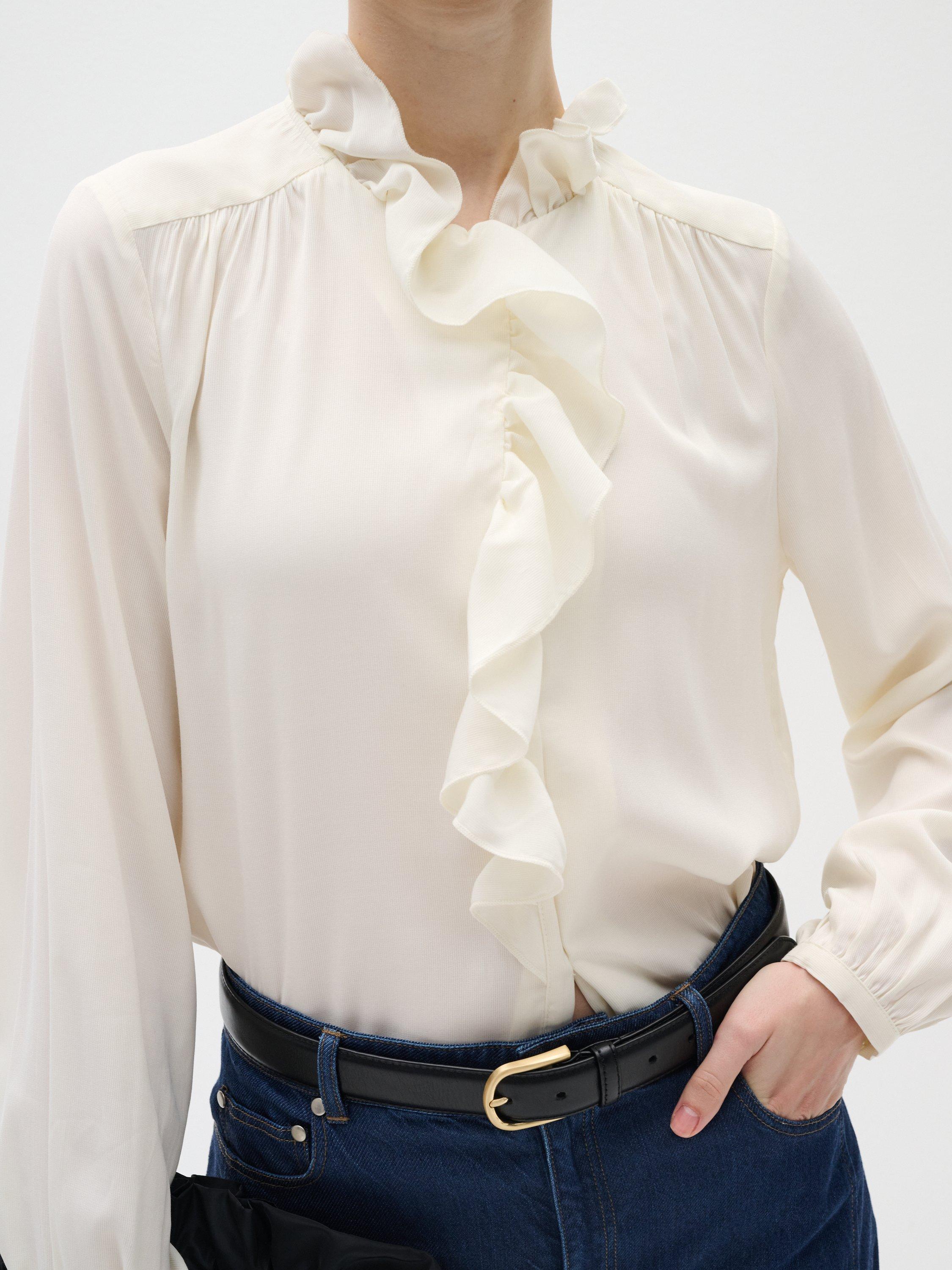 Product image 1 of 6, which shows InWear Videnza Ruffles Shirt, Whisper White, 12