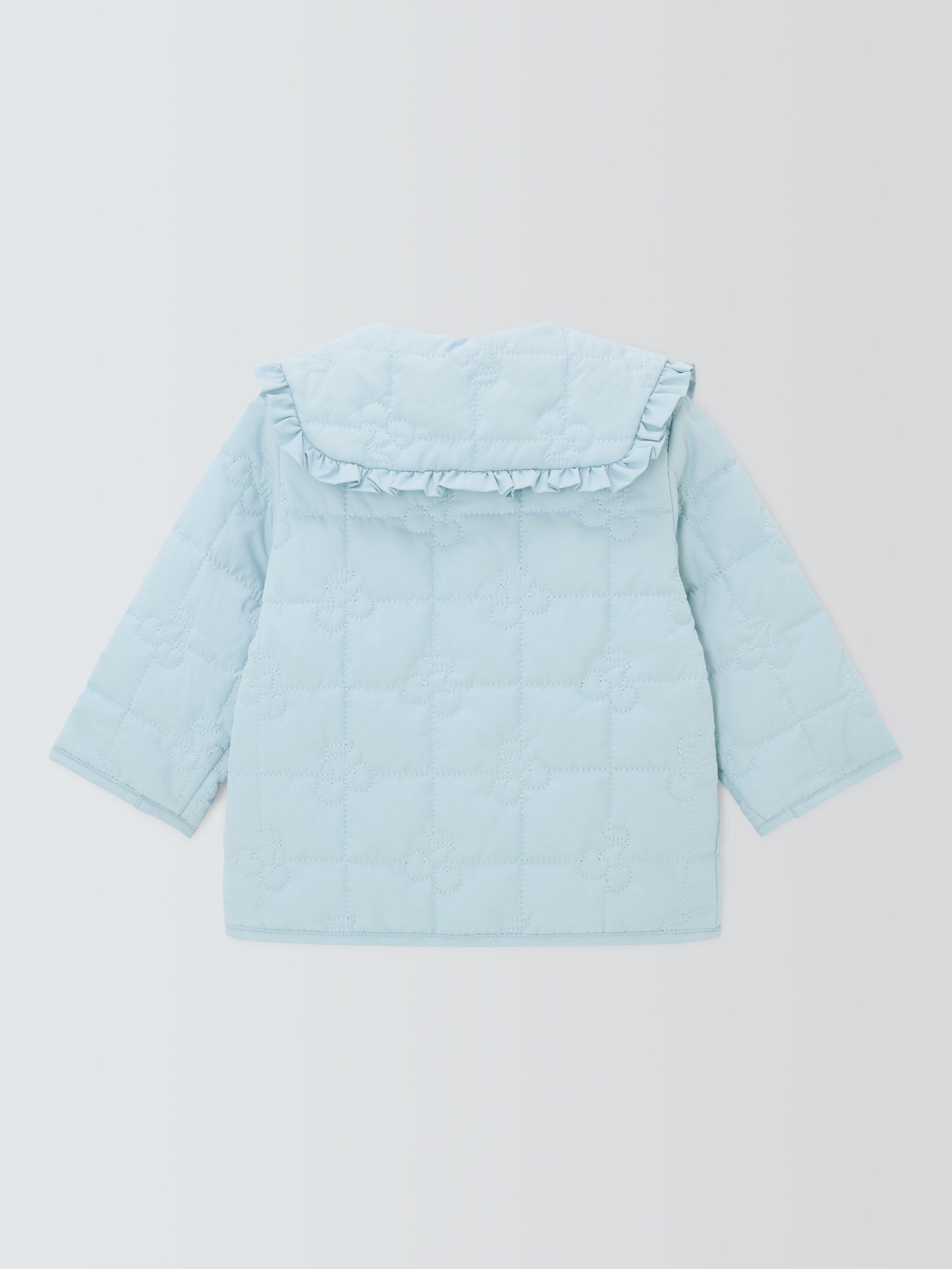 Product image 2 of 3, which shows John Lewis Baby Cherry Quilted Jacket, Blue, 9-12 mths