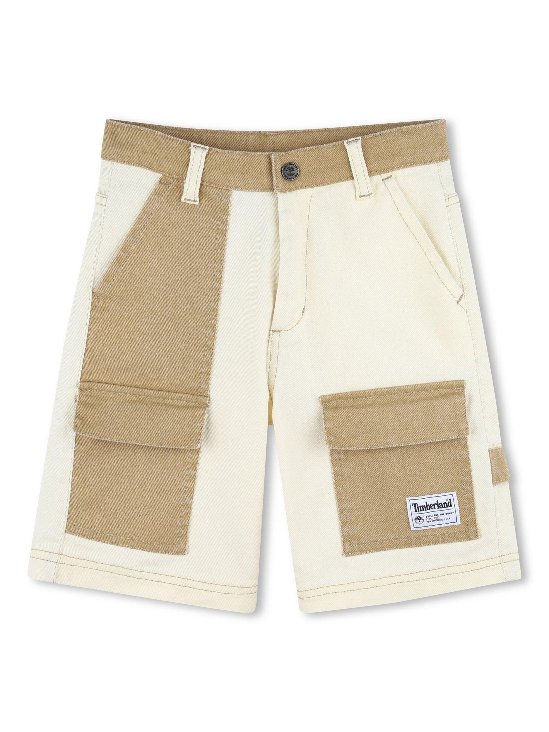 Product image 1 of 2, which shows Timberland Kids' Two-Tone Denim Bermuda Shorts, Cream, 6 years