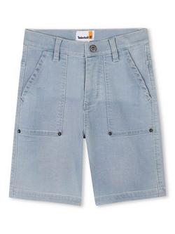 Timberland Kids' Loose Fit Denim Bermuda Shorts, Bleach Blue, Bleach Blue