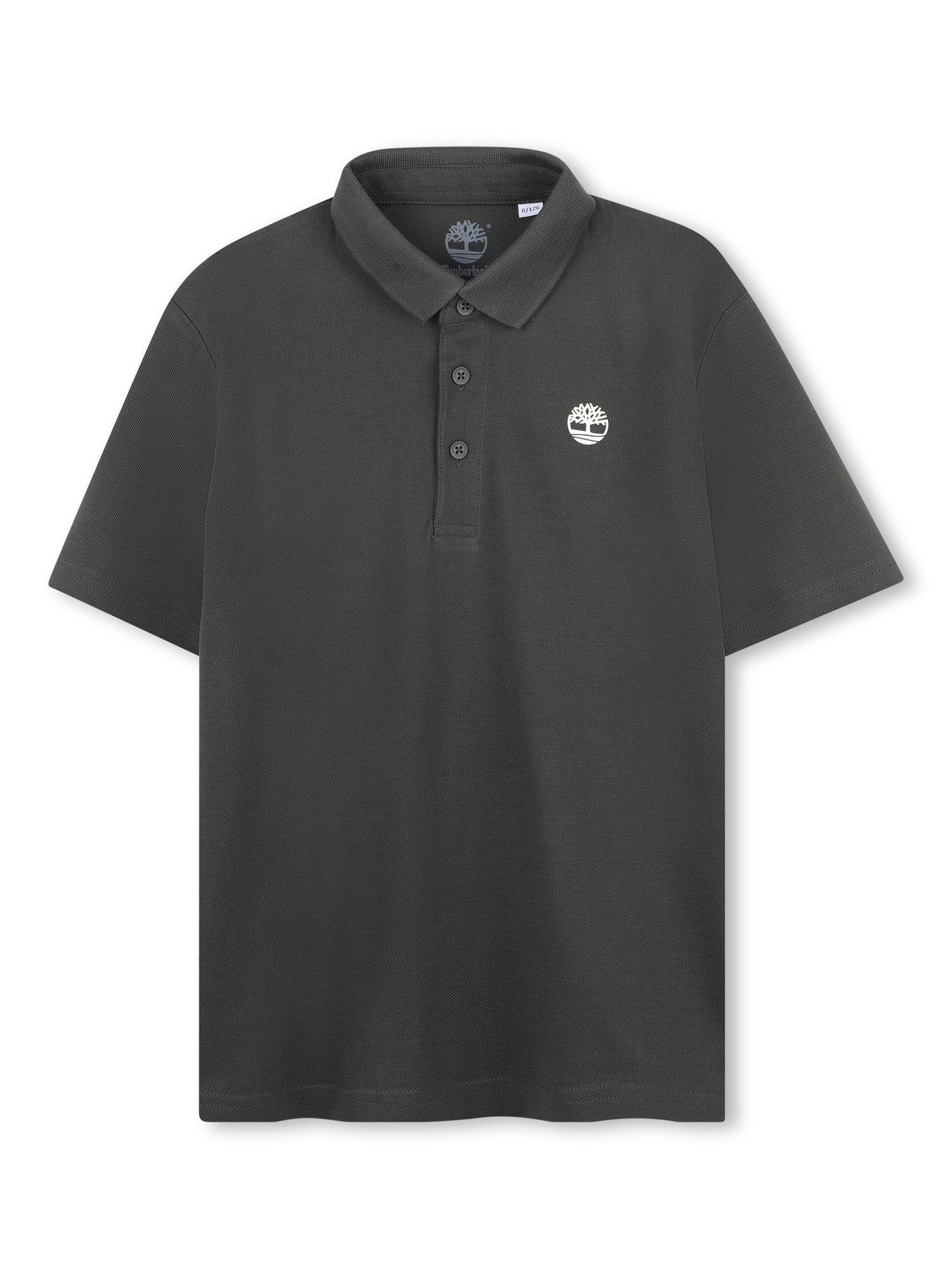 Product image 1 of 2, which shows Timberland Kids' Cotton Pique Short Sleeved Polo Shirt, Green, 4 years