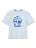 Timberland Kids' Logo Loose Fit T-Shirt, Pale Blue, Pale Blue