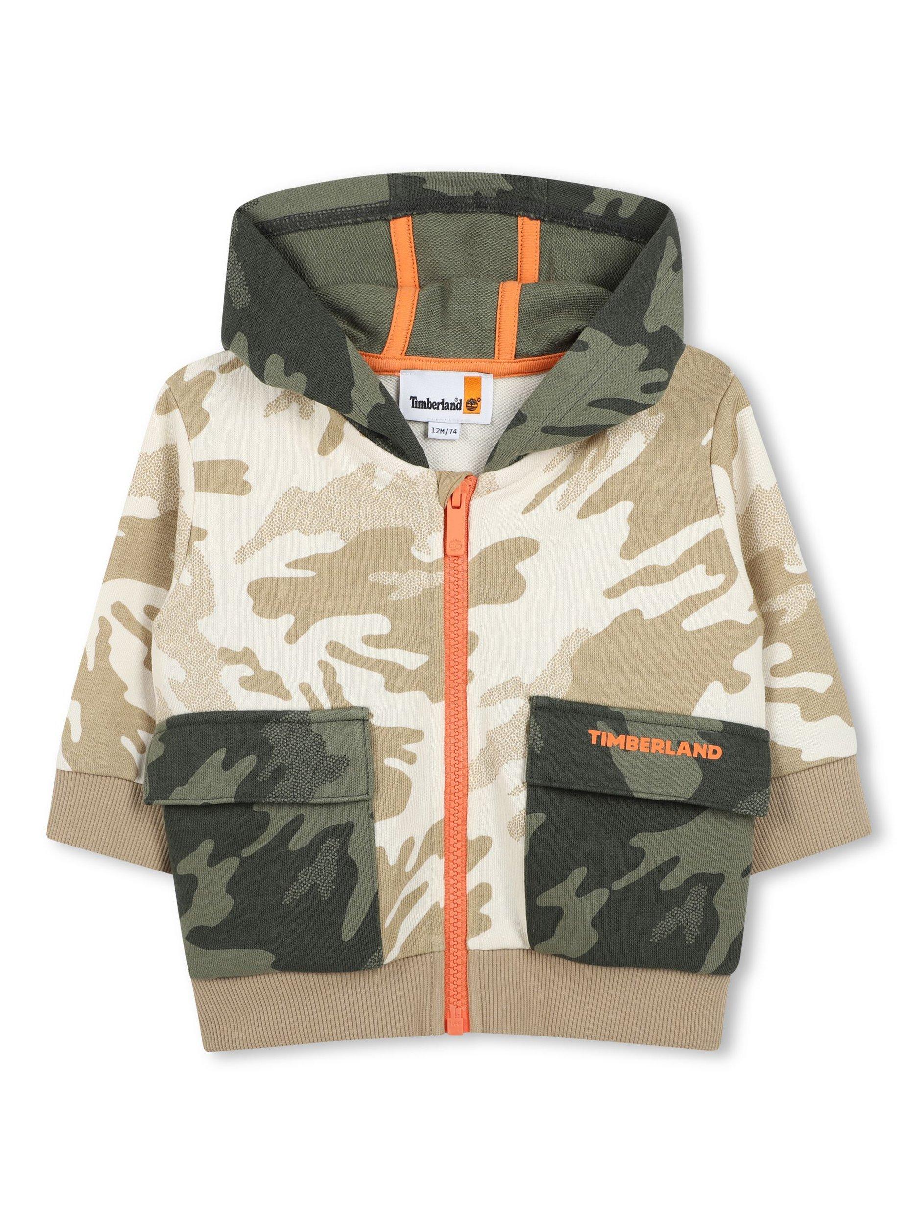 Product image 1 of 2, which shows Timberland Baby Camo Zipped Hoodie, Cream, 2 years
