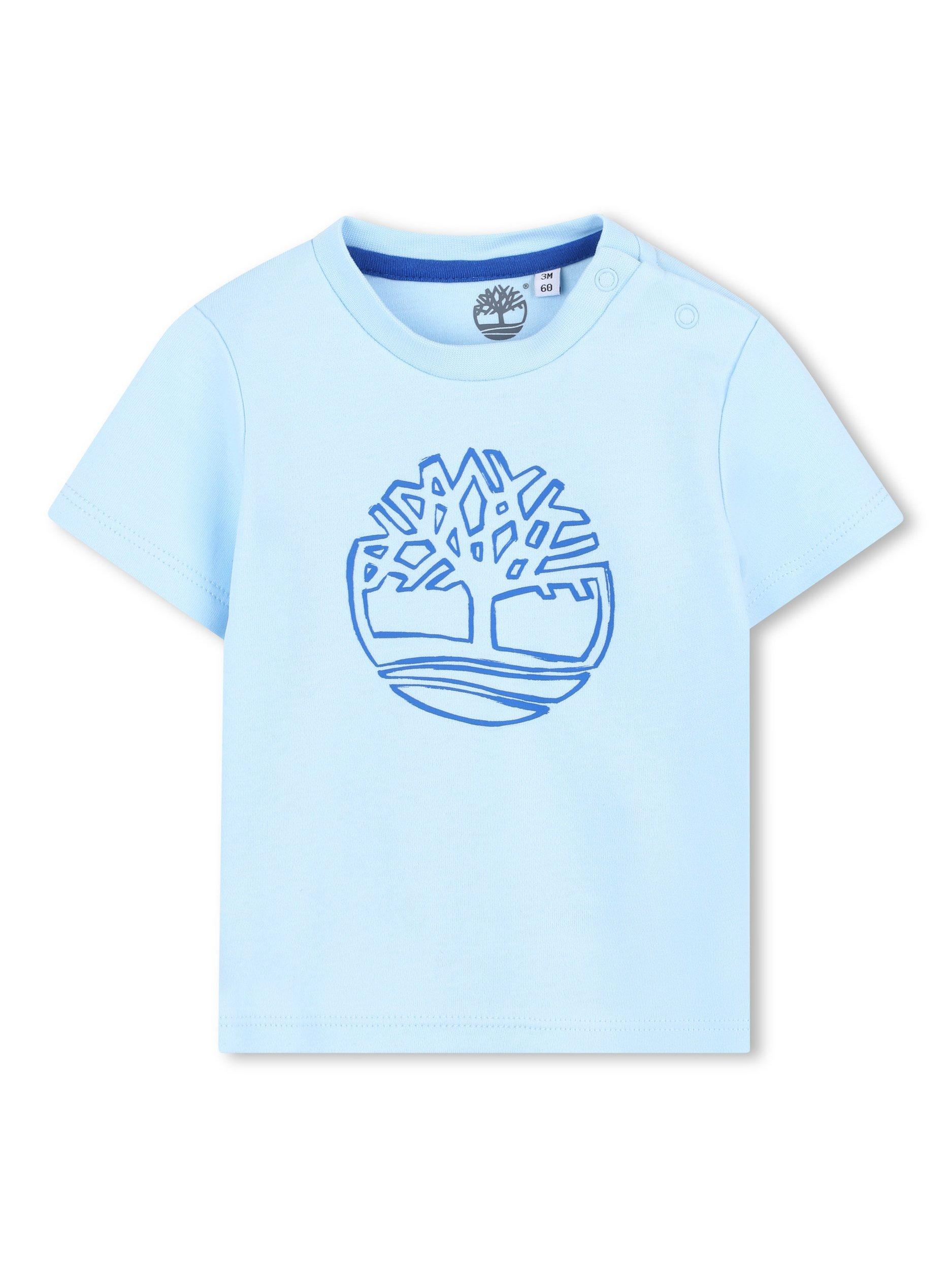Product image 1 of 2, which shows Timberland Kids' Cotton Short Sleeved T-Shirt, Pale Blue, 9 months