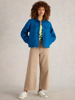 White Stuff Camille Pure Linen Jacket, Bright Blue