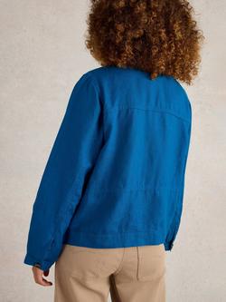 White Stuff Camille Pure Linen Jacket - view 2, Bright Blue