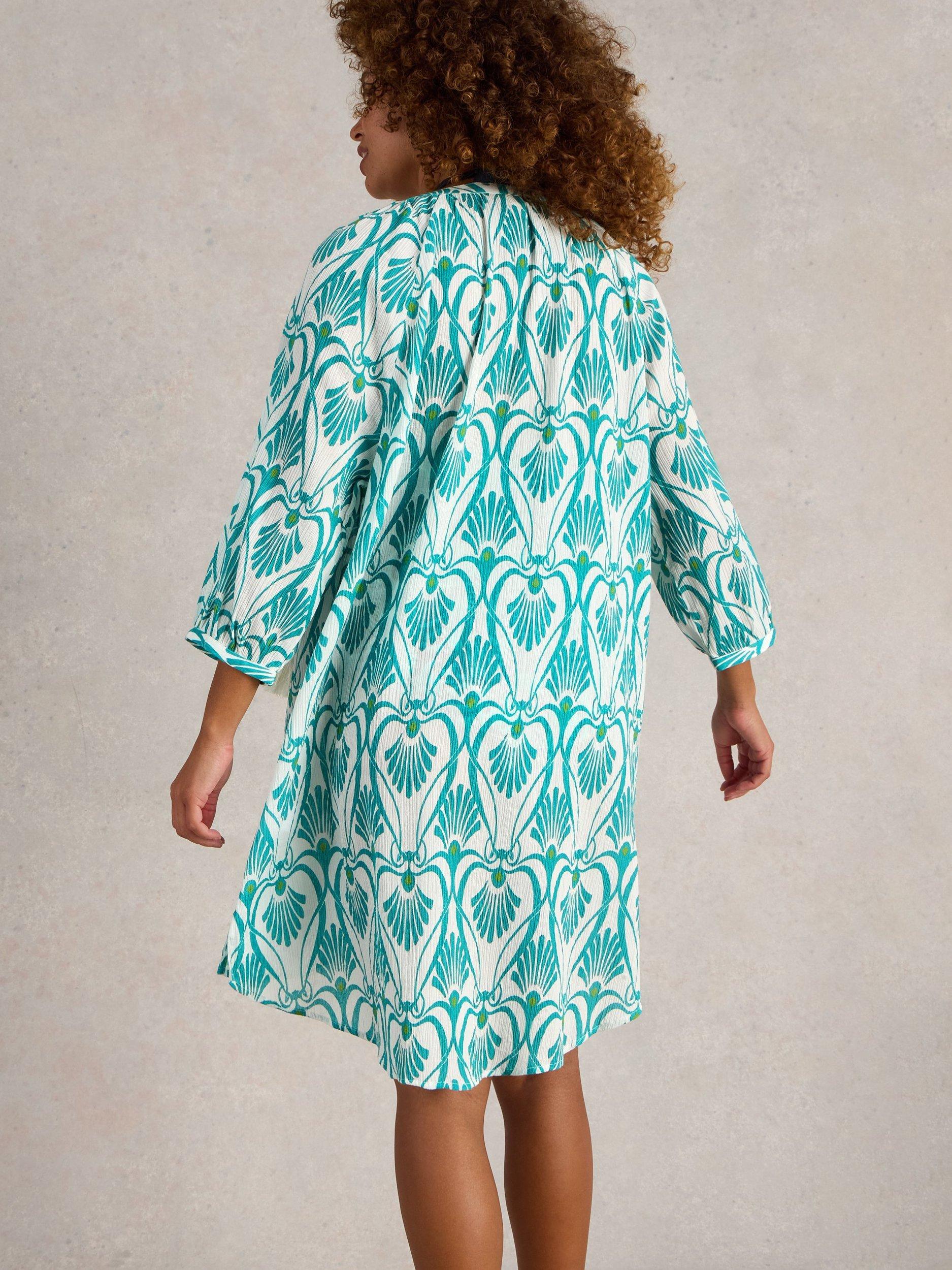 Product image 2 of 6, which shows White Stuff Lottie Pure Organic Cotton Kaftan, Blue/White, XXS