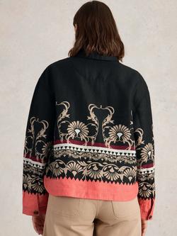 White Stuff Carrie Pure Linen Jacket, Black/Multi - view 2, Black/Multi