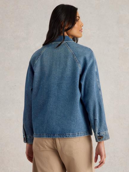 White Stuff Eden Organic Cotton Rich Denim Jacket, Mid Blue - view 2, Mid Blue