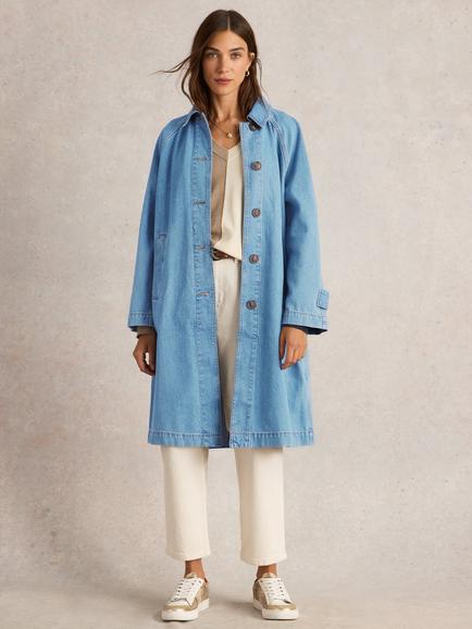 White Stuff Oakleigh Organic Cotton Rich Denim Jacket, Mid Blue