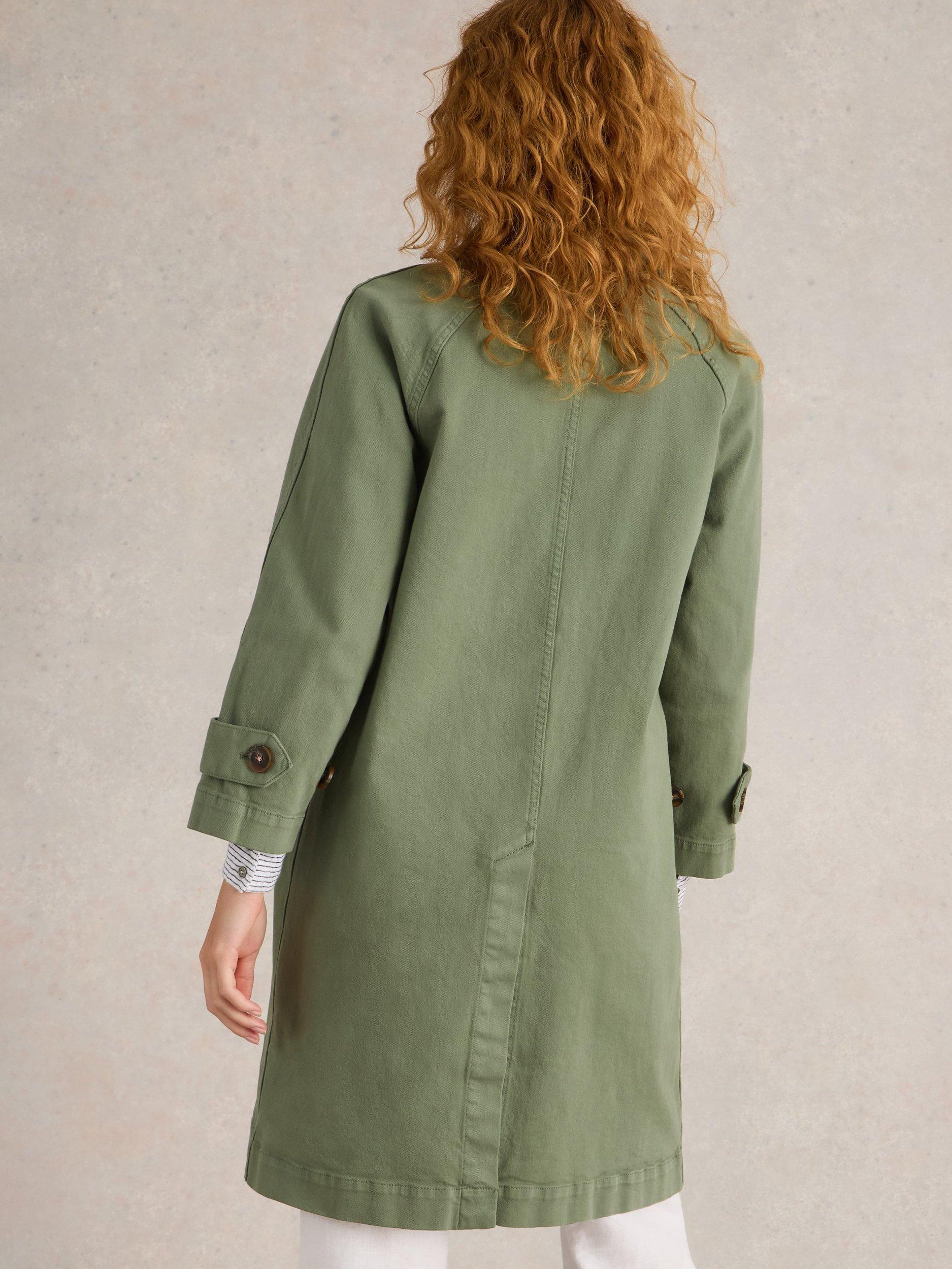 Product image 2 of 6, which shows White Stuff Oakleigh Organic Cotton Rich Denim Jacket, Mid Green, 6