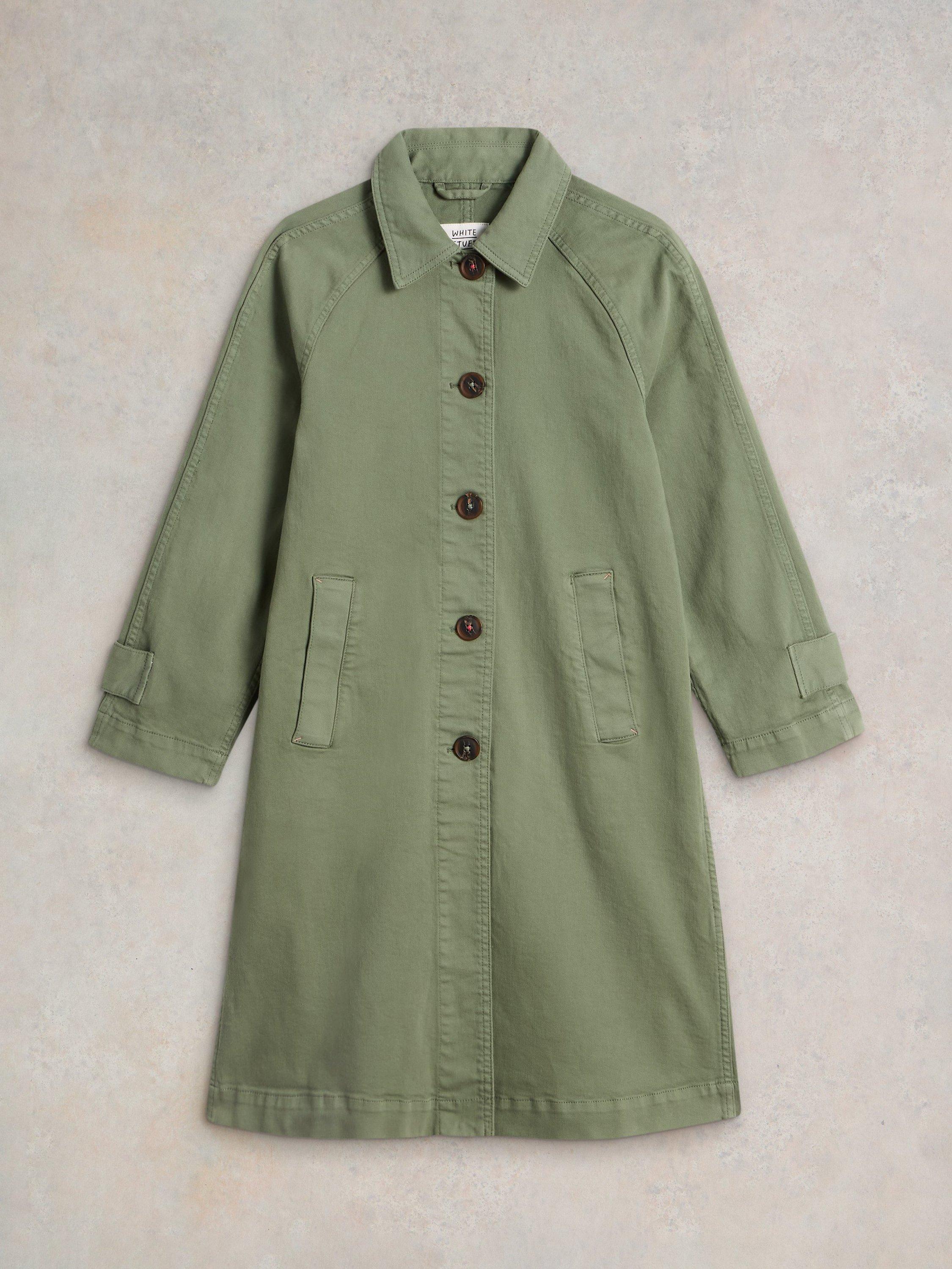Product image 5 of 6, which shows White Stuff Oakleigh Organic Cotton Rich Denim Jacket, Mid Green, 6