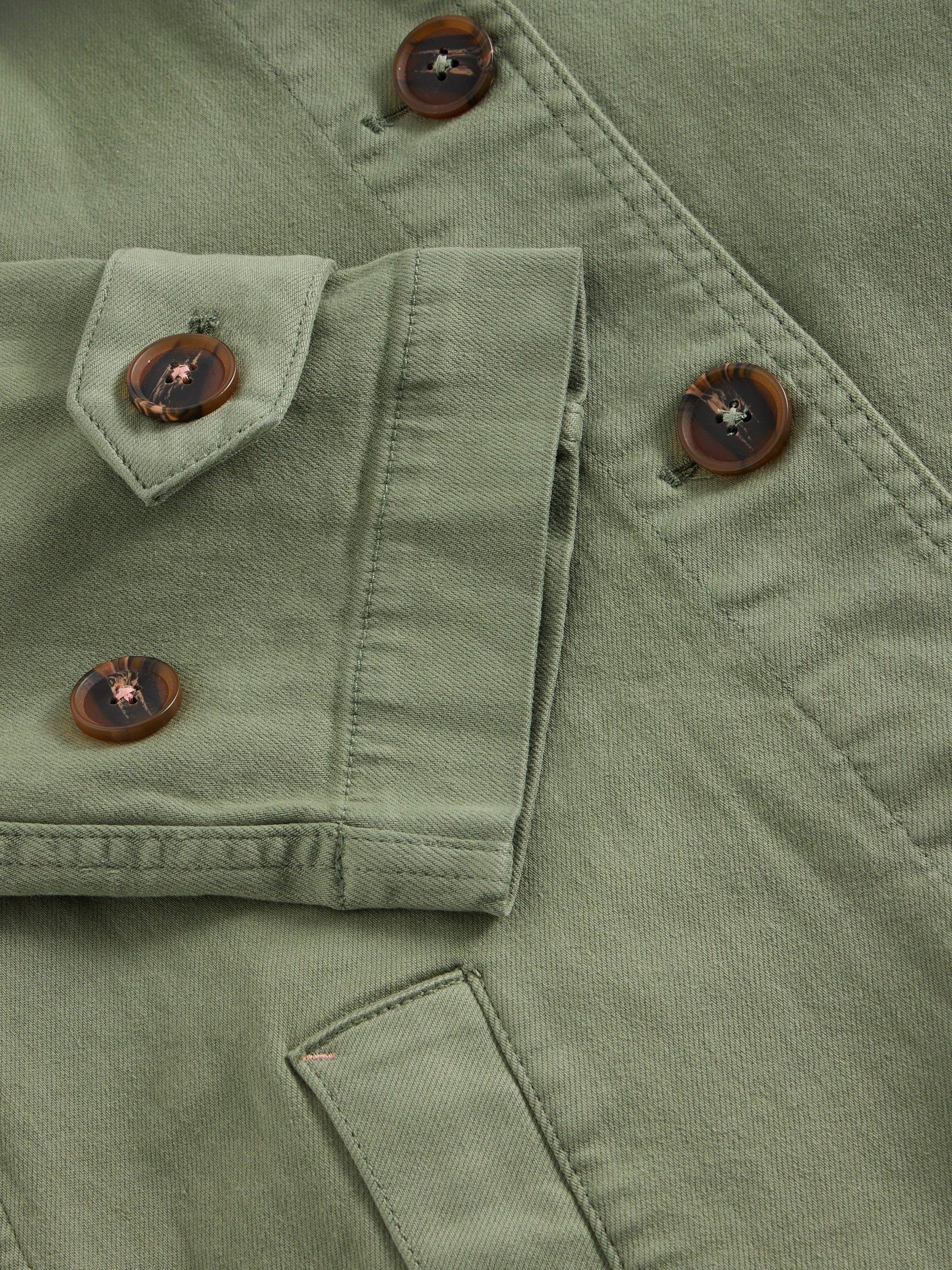 Product image 6 of 6, which shows White Stuff Oakleigh Organic Cotton Rich Denim Jacket, Mid Green, 6