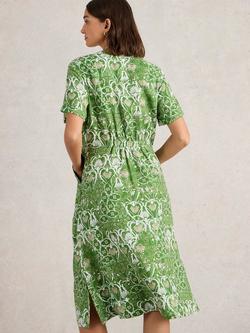 White Stuff Iris Pure Linen Dress, Green - view 2, Green