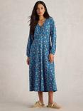 White Stuff Megan Floral Organic Cotton Blend Dress, Blue/Multi