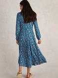 White Stuff Megan Floral Organic Cotton Blend Dress, Blue/Multi