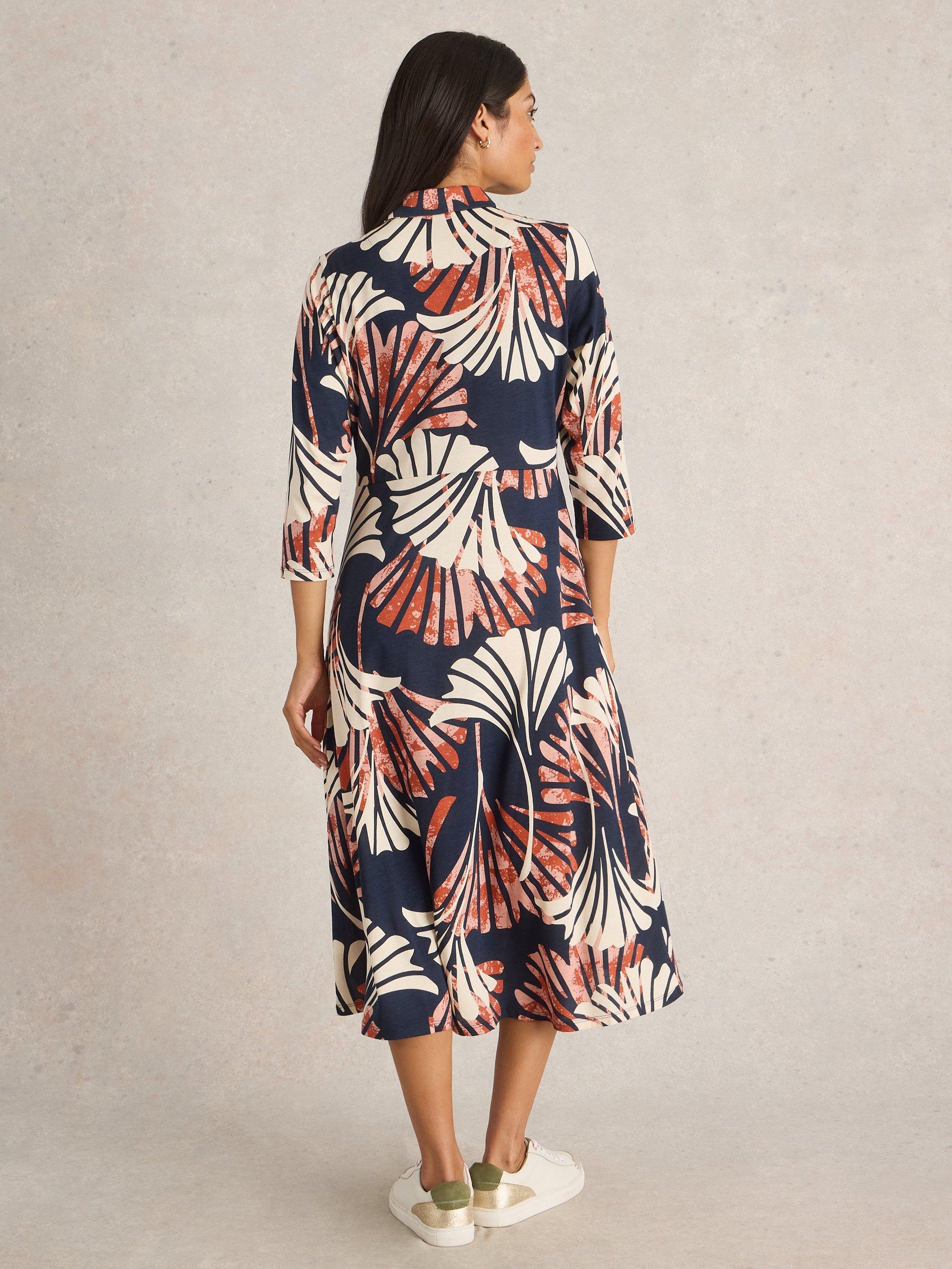 Product image 2 of 3, which shows White Stuff Rua Organic Cotton Blend Shirt Dress, Navy/Multi, 14