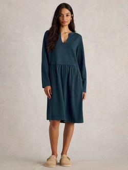 White Stuff Thea Pure Organic Cotton Denim Jersey Dress, Mid Blue, Mid Blue