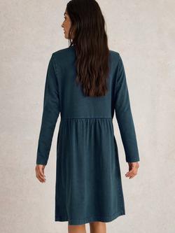 White Stuff Thea Pure Organic Cotton Denim Jersey Dress, Mid Blue - view 2, Mid Blue