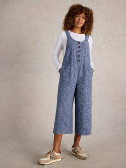 White Stuff Viola Pure Linen Dungarees, Chambray Blue, Chambray Blue