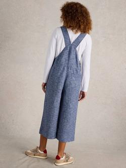 White Stuff Viola Pure Linen Dungarees, Chambray Blue - view 2, Chambray Blue