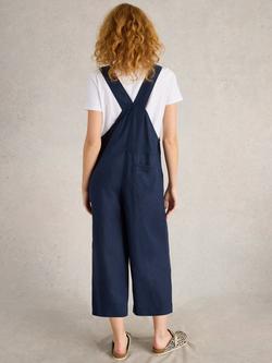 White Stuff Viola Pure Linen Dungarees, Dark Navy - view 2, Dark Navy