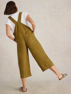 White Stuff Viola Pure Linen Dungarees, Khaki Green - view 2, Khaki Green