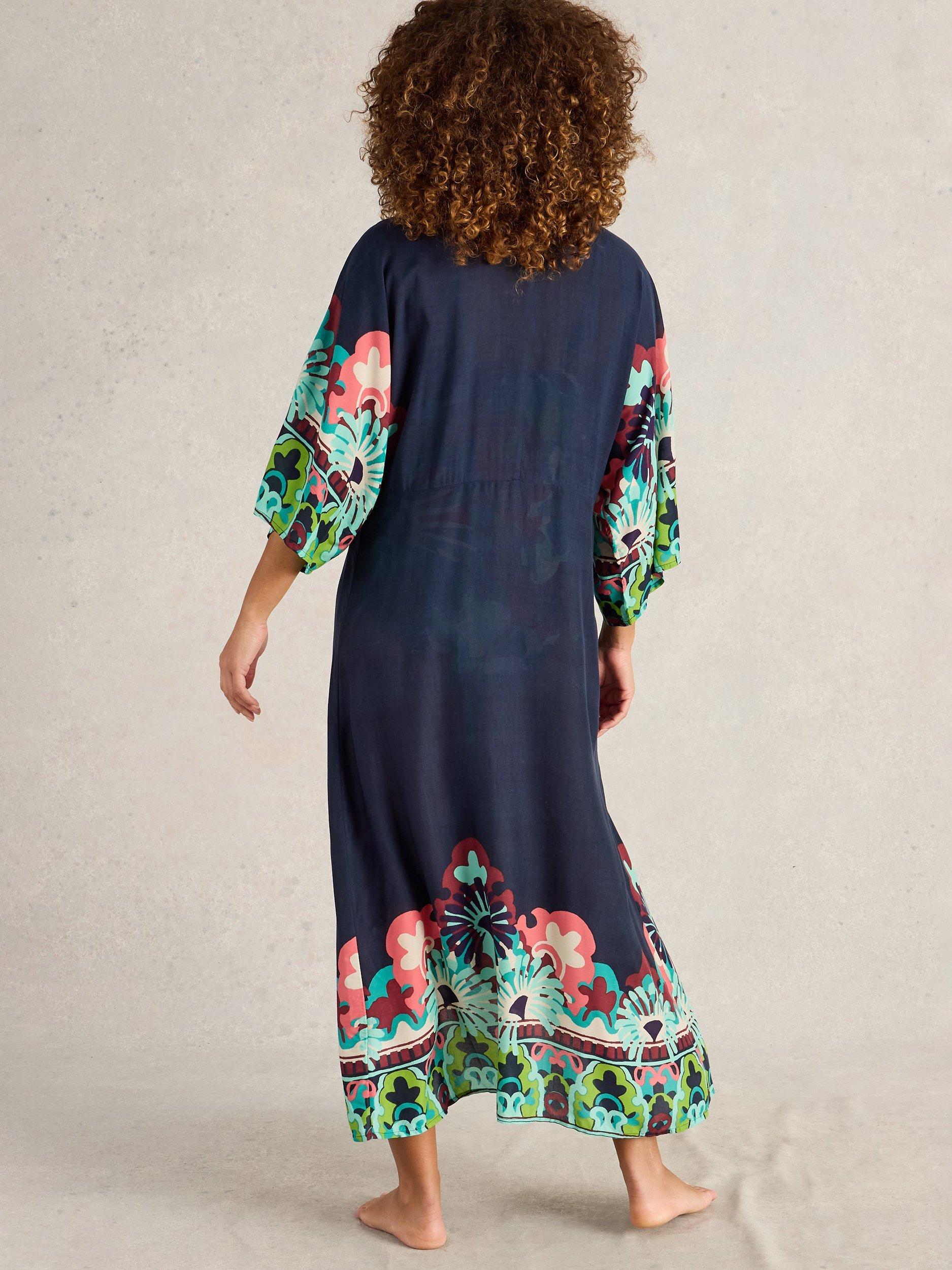 Product image 2 of 6, which shows White Stuff Cleo Kimono Dress, Navy/Multi, XS