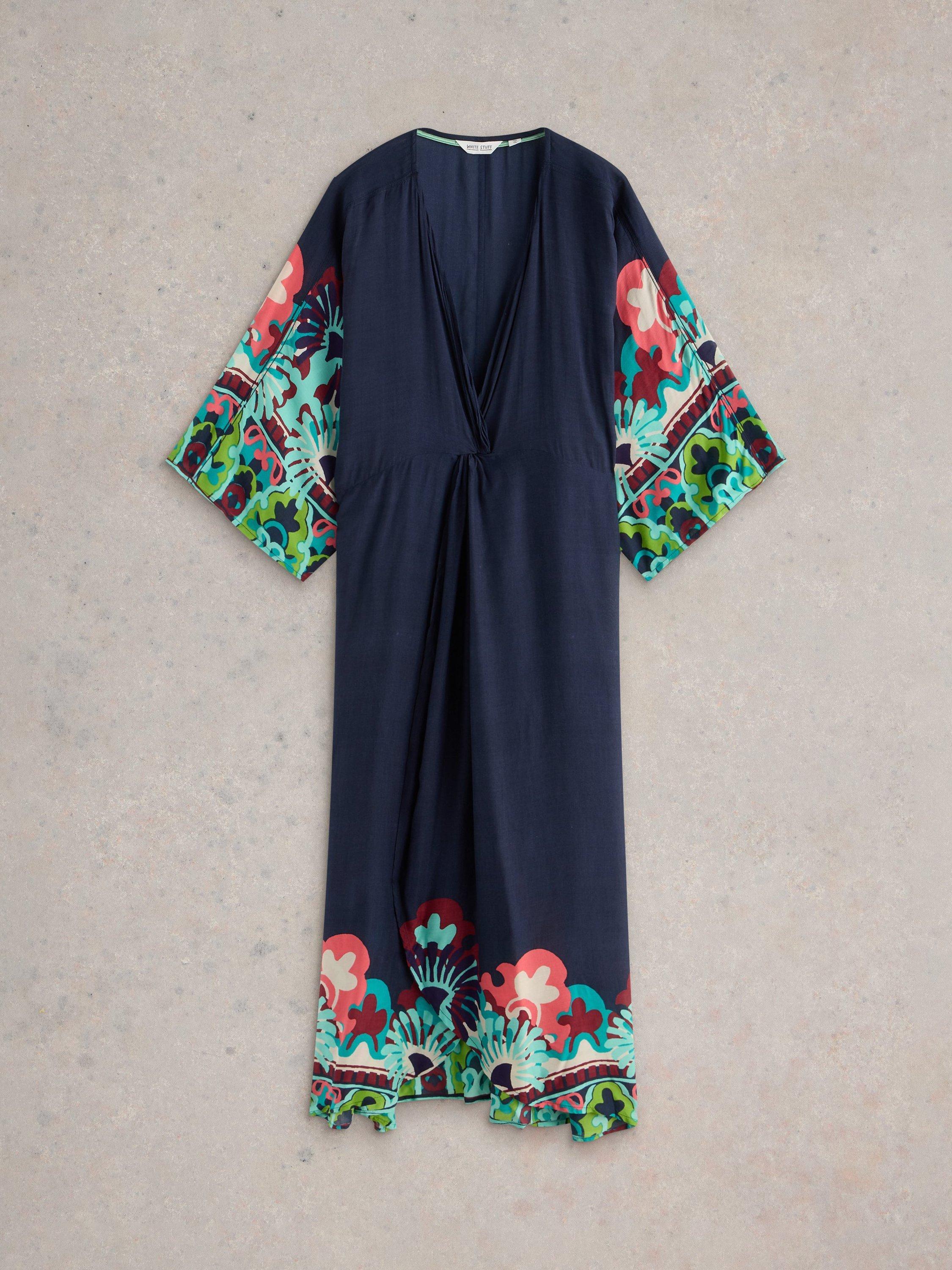 Product image 5 of 6, which shows White Stuff Cleo Kimono Dress, Navy/Multi, XS