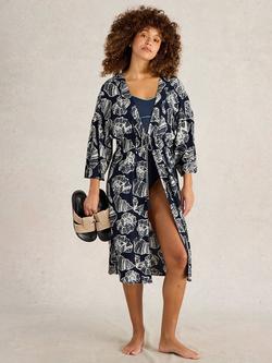 White Stuff Sophie Shell Print Kimono Dress, Navy/Multi, Navy/Multi