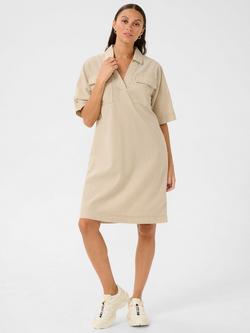 KAFFE Naya Stripe Dress, Chinchilla/White, Chinchilla/White