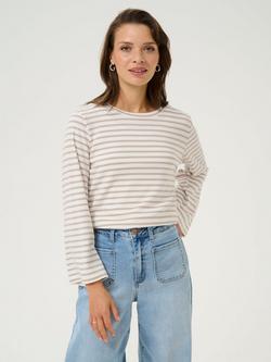 KAFFE Liddy Stripe Wide Sleeve Jersey Top, Multi, Multi