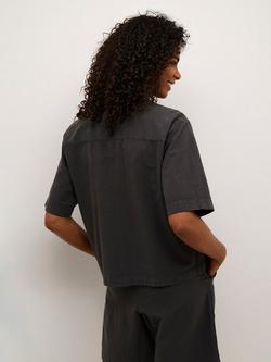 KAFFE KAnaya Liah Cotton Utility Shirt - view 2, Black Oyster