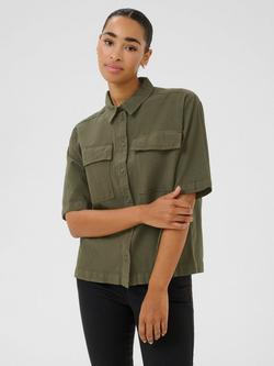 KAFFE KAnaya Liah Cotton Utility Shirt, Grape Leaf