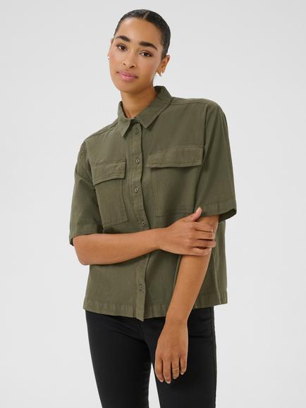 KAFFE KAnaya Liah Cotton Utility Shirt, Grape Leaf