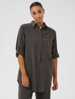 KAFFE Naya Oversized Fit Cotton Shirt, Mid Grey