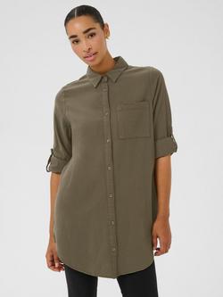 KAFFE Naya Oversized Fit Cotton Shirt, Mid Green