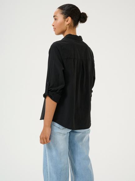 KAFFE Naya Button Tab Sleeve Shirt - view 2, Black