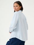 KAFFE Naya Button Tab Sleeve Shirt, Mid Blue