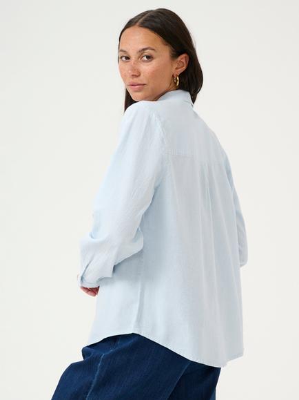 KAFFE Naya Button Tab Sleeve Shirt - view 2, Mid Blue
