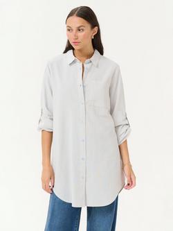 KAFFE Naya Stripe Cotton Longline Shirt, Multi, Multi