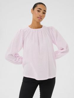 KAFFE Roca Swiss Dot Top, Mid Pink, Mid Pink