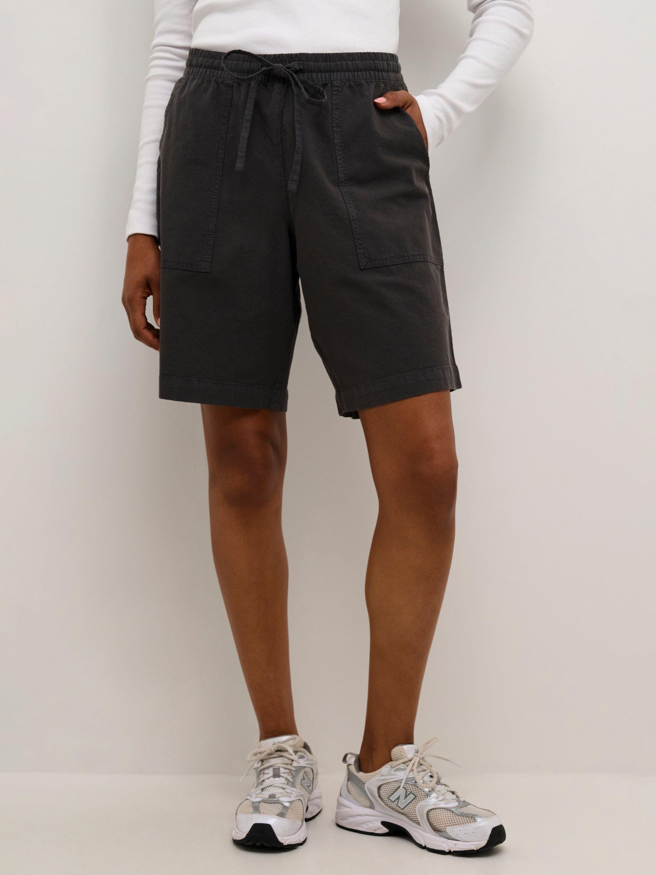 Product image 1 of 6, which shows KAFFE KAnaya Liah Cotton Shorts, Black Oyster, 8