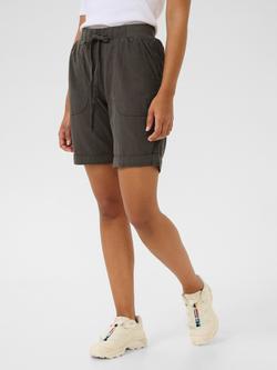 KAFFE Naya Cotton Elasticated Drawstring Waist Shorts, Mid Grey, Mid Grey