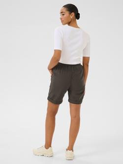 KAFFE Naya Cotton Elasticated Drawstring Waist Shorts, Mid Grey - view 2, Mid Grey