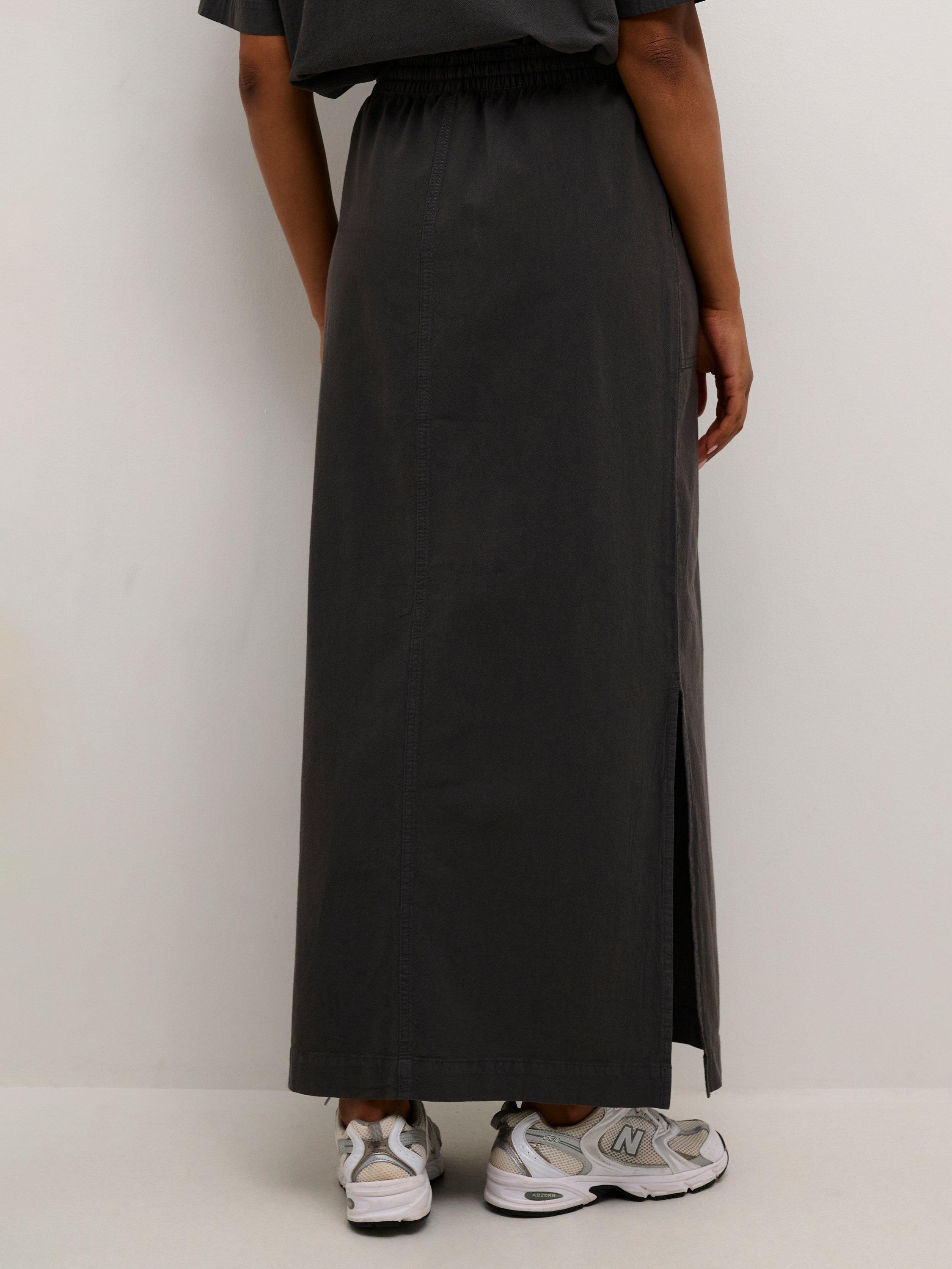 Product image 2 of 4, which shows KAFFE KAnaya Liah Cotton Maxi Skirt, Black Oyster, 8